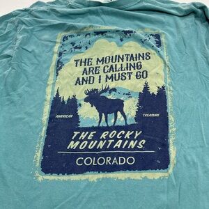 Comfort Colors  Medium Long Sleeve Teal Blue Green Colorado Mountains T Shirt